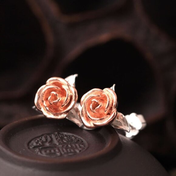 💥 Colorful Rose Flower Beautiful Stud Earrings for Women, EVGG1045 - Picture 1 of 2